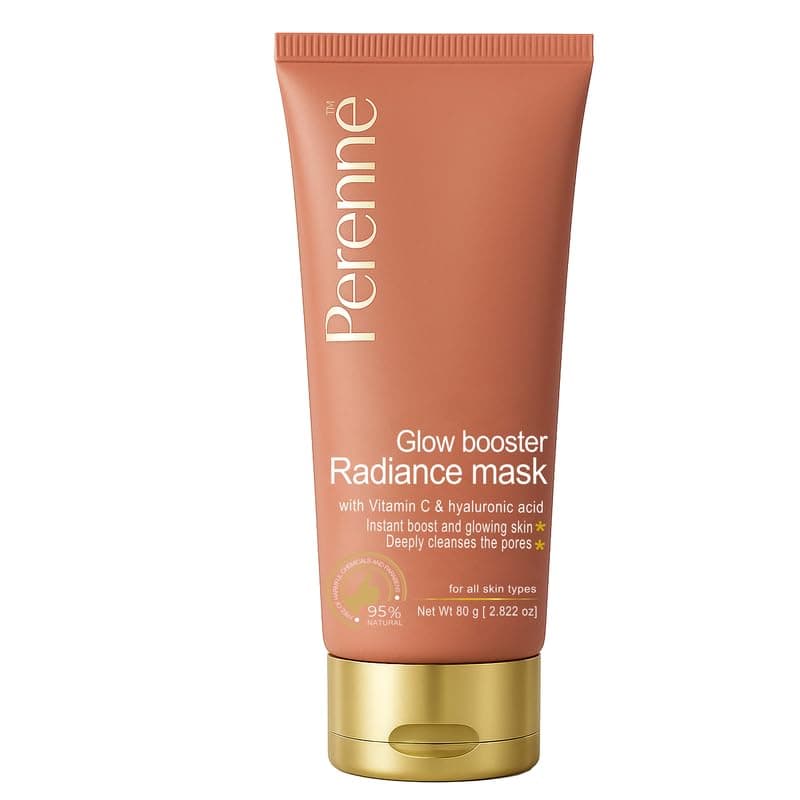 Perenne Glow Booster Mask With Vitamin C, Hyaluronic Acid For Men And Women (80 gm) - Natural Clay Mask for Detaning, Glowing, Lightening, Brightening Skin