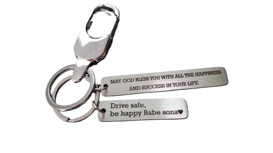 Streetsoul Keychain Personalized Laser Engraved Keyring Stainless Steel Silver Keychain on 12 mm Bars