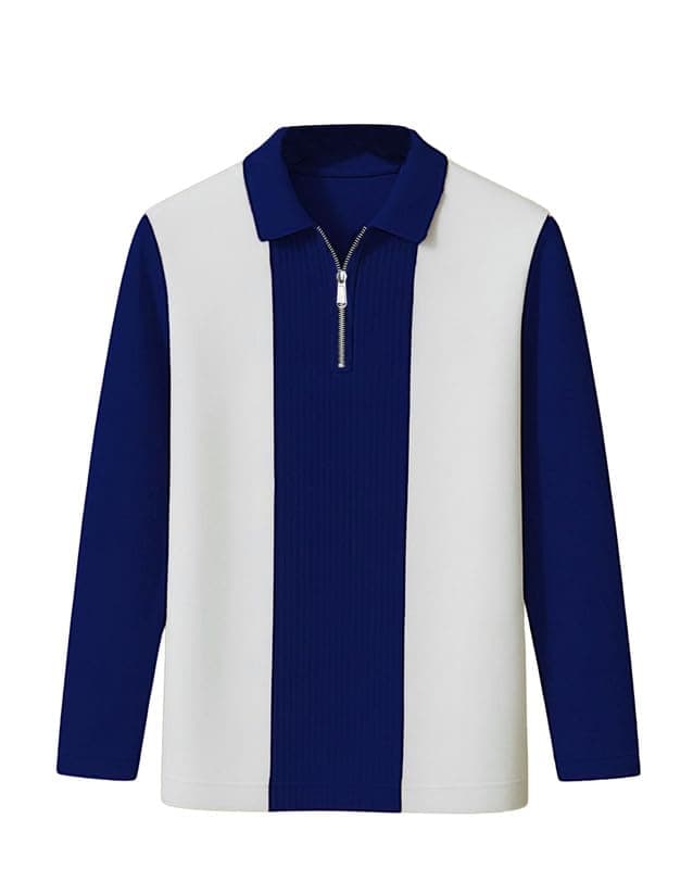 AUSK Men T-Shirt || Zip Neck Cotton Polo Tshirts || Tshirt for Man Blue