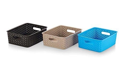 Aristo Multipurpose Small Solitaire Rectangular Tapered Hollow Mesh Basket, Set of 3