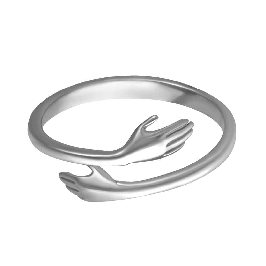 Rihi Silver Jewellery Collection 925 Sterling Silver Hug Adjustable Ring For Unisex Adult