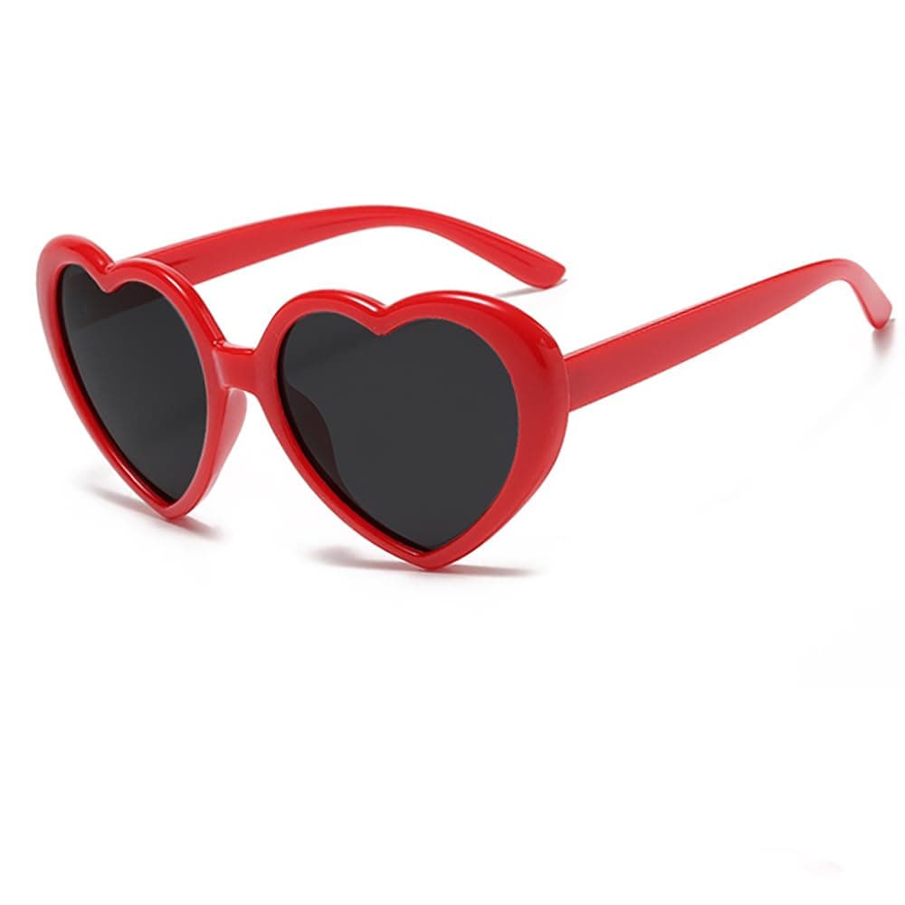 Armear Women's Lady Girl Fashion Large Oversized Heart Shaped Retro Plastic Sunglasses Cute Love Eyewear Red