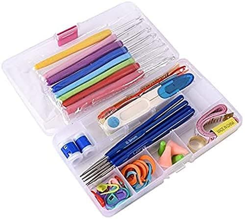 Trexee 53 Pcs Crochet Hook Set, Needle Arts | Crochet Hooks Knitting Needles Yarn Knitting Needles Kit | Crochet Hooks Set Soft Aluminum Blunt Needles Sewing Tools Kit
