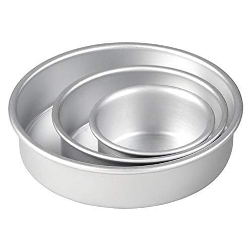 DiBha Aluminium 3 Types of Different Sizes Round Shape Cakes Pastry Moulds/Baking Tins Pan for Oven (500gm, 750gm and 1 kg, Set of 3)