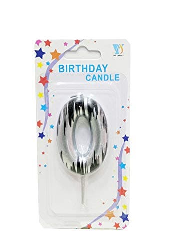 Hippity Hop Number Candle Silver,Black Design Candle 3 inch for Birthday, Wedding, boy or Girl, Party Decorations,Bachelorette, Bachelors Party, Anniversary, Bridal Shower (Pack of 1)