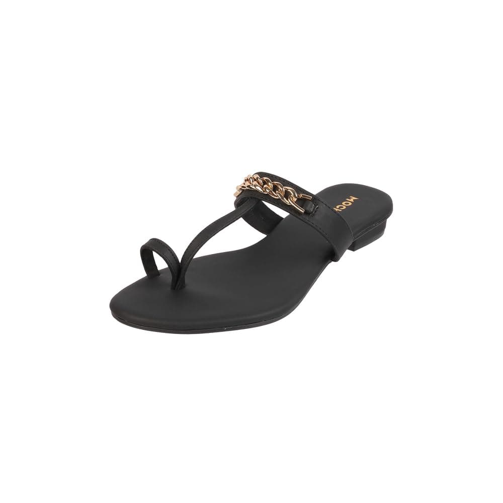 Mochi Women Synthetic Chain Embellished Casual Slippers (32-1062)
