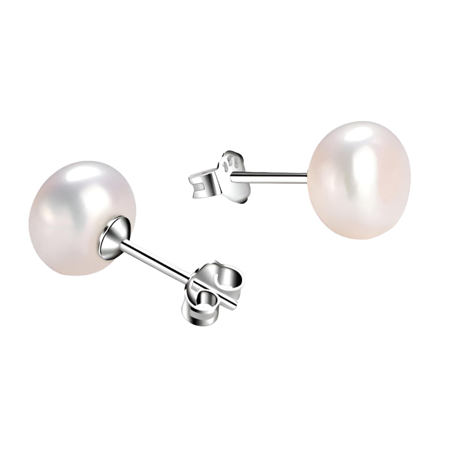 925 Sterling Silver Pearl Stud Earrings for Women | Real Freshwater Pearl | Hallmarked Silver | Hypoallergenic Everyday Wear