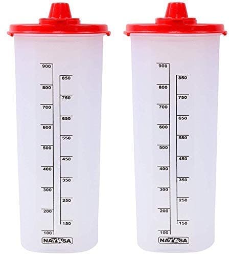 Nayasa by Krisha Enterprises Plastic Cooking Oil Dispenser Set (Red and White , 1000 ml, Pack of 2)