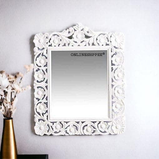 Onlineshoppee Modern Decorative Wooden Wall Mirror Bathroom Mirror