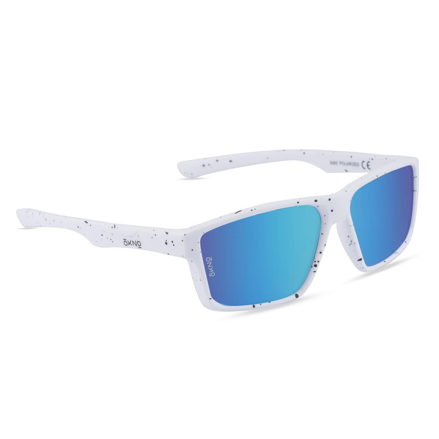 Eyewearlabs OKNO | Polarized Sports Rectangular Wrap-Around Branded Stylish Sunglasses For Men & Women | 100% UV Protection Shades | Cricket Sports Cycling Driving Trekking & More | Blue Lens | Norg