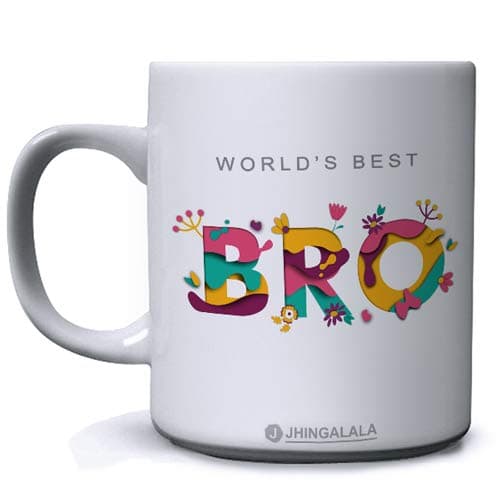 Jhingalala Worlds Best Bro Printed Ceramic Coffee Mug White - 11 Oz Mug Gift for Brother (JC105419)