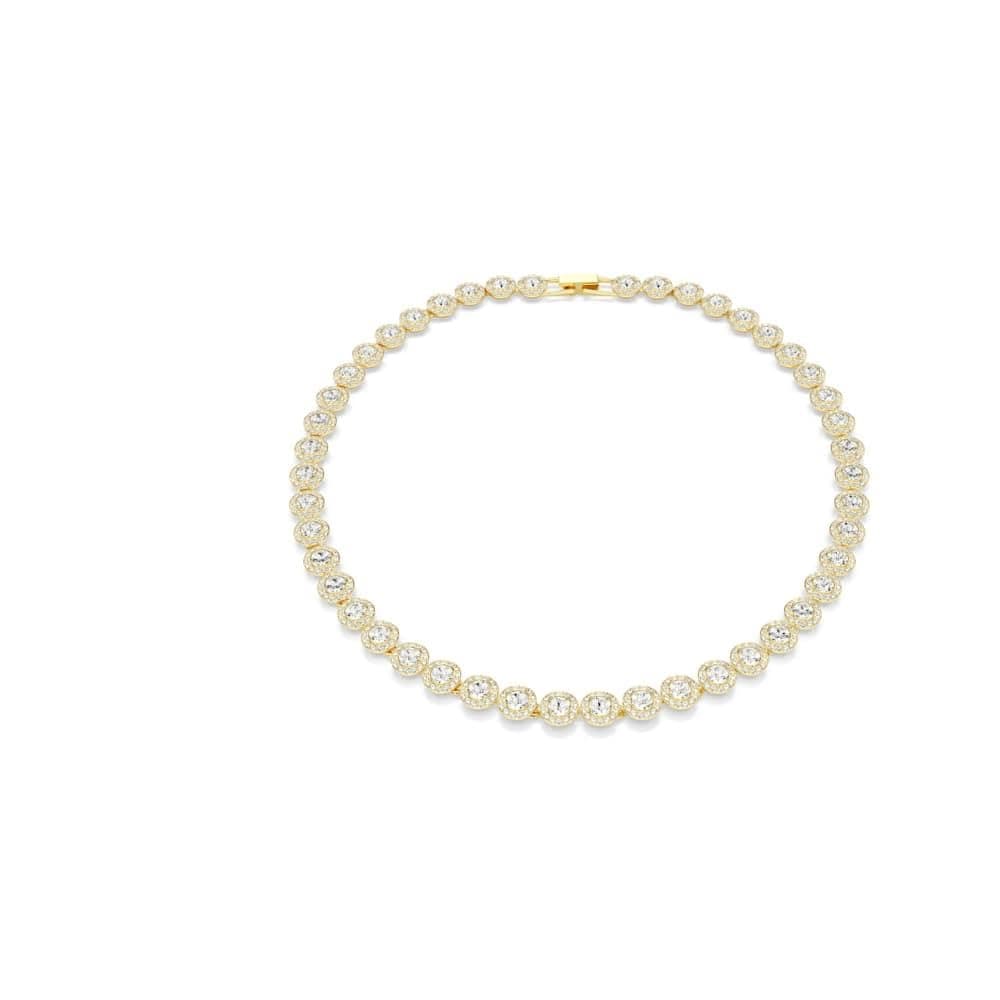 Swarovski Una Angelic Round Cut Tennis Necklace, White, Gold Plated, Eén maat, Crystals, 23K Gold Plated, Crystal
