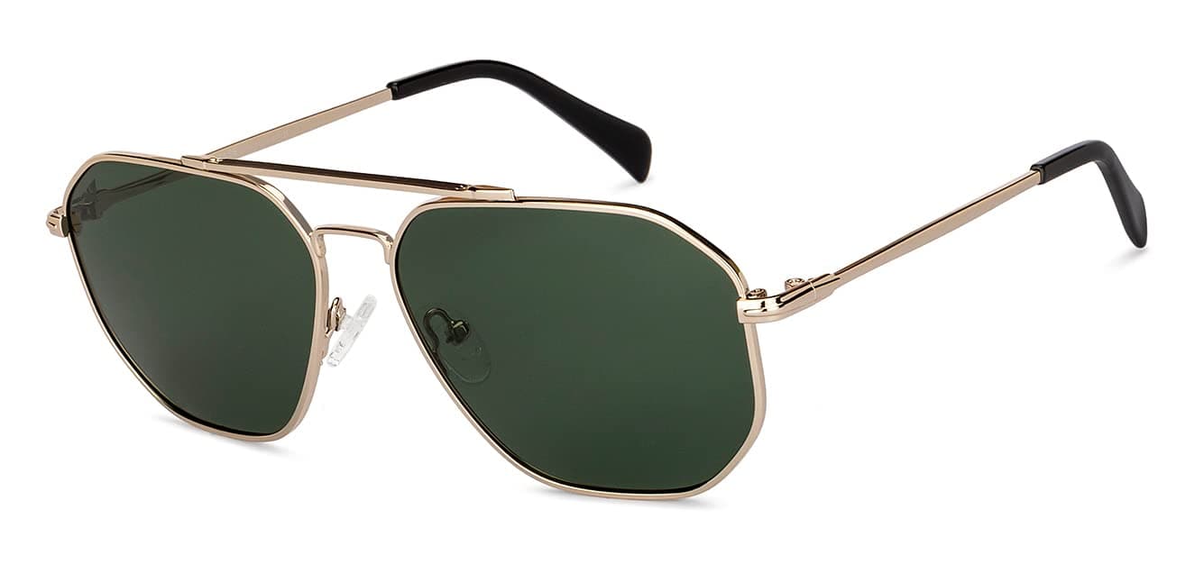 Vincent Chase By Lenskart | Gold Green Full Rim Pilot Branded Latest and Stylish Sunglasses | 100% UV Protected | Men & Women | Large | VC S14495