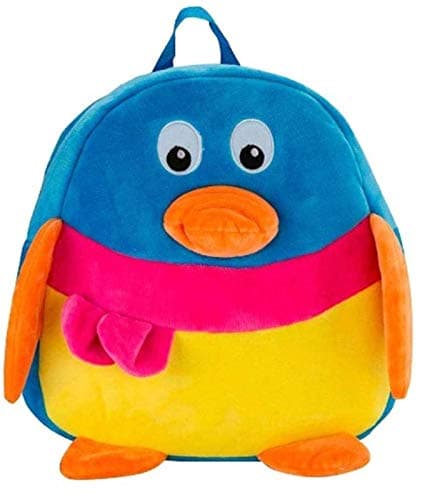 Blue Tree Cute Kids Backpack Toddler Bag Plush Animal Cartoon Mini Travel Bag for Baby Girl Boy 1-6 Years (Blue-Penguin)