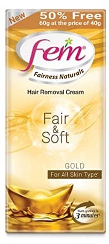 FEM Fairness Naturals Hair Removal Cream Fair And Soft - 40 G (50% Extra) for Women