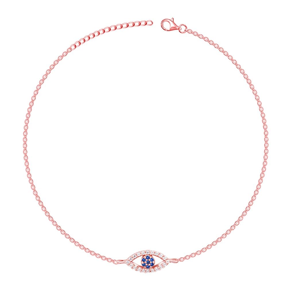 GIVA 925 Silver Rose Gold The Evil Eye Anklet,Single | Anklets for Women and Girls | With Certificate of Authenticity and 925 Stamp | 6 Months Warranty