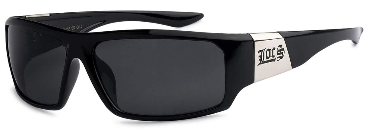 Locs 91058 Black Sunglasses | Authentic Gangster Maddogger OE Silver Arms Shades, Silver