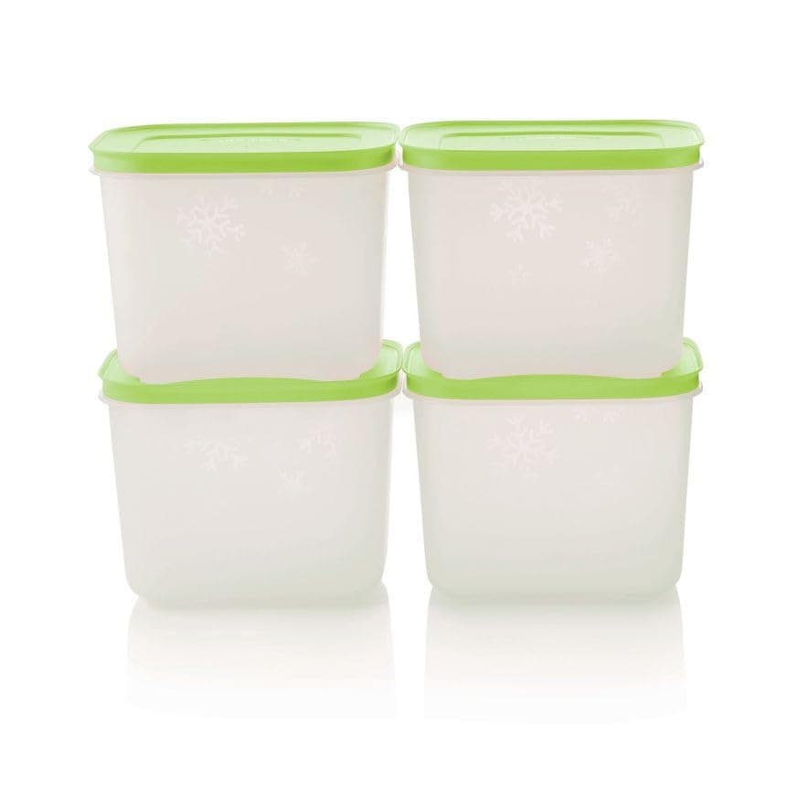 Tupperware Fm Ii Small High Green Freezermate Container 1.1L Set Of4- 1100 Ml, Plastic, Blue-Green