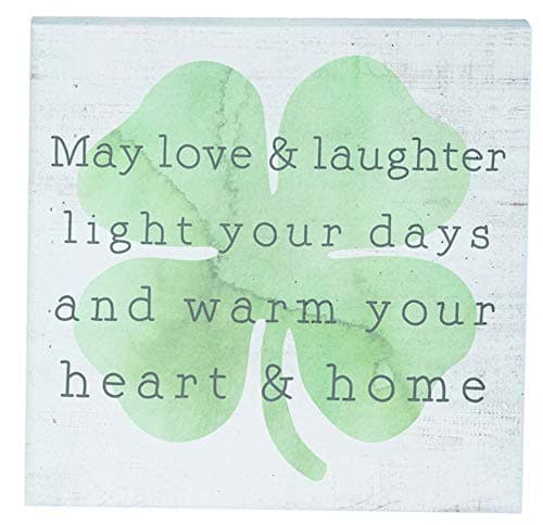 Simply Said, INC Small Talk Sign 5.25" Wood Block Plaque - May Love & Laughter Light Your Days and Warm Your Heat & Home