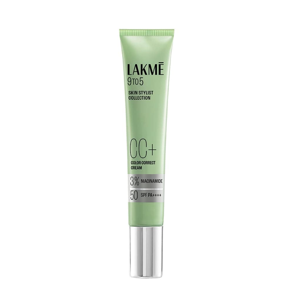 LAKME 9to5 CC+ Matcha Green Cream, 18 g, for Naturally Radiant Skin, with 3% Niacinamide & Antioxidants, SPF 50 PA+++, Smooth Breathable Finish, for Women
