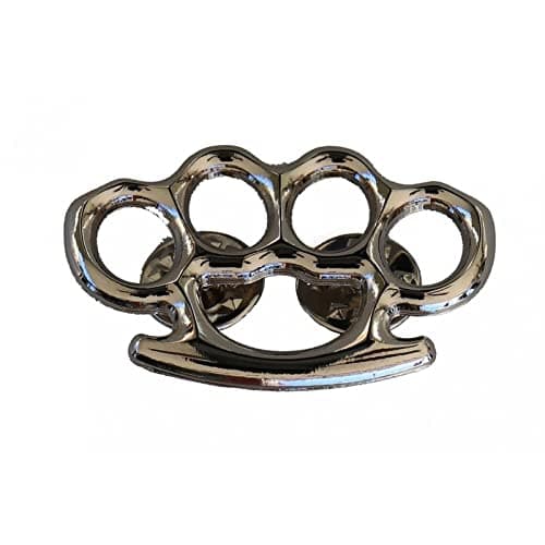 Pin For Lapel, Hat, Vest, Jacket, Tie Tack, Silver Knuckles (Brass) (Thick Gauge Premium Quality Metal Pin), Pewter, no gemstone