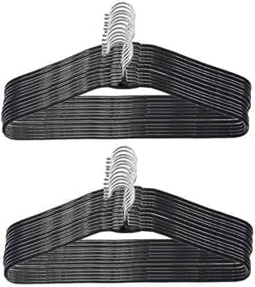 SAWS Heavy-Duty Stainless Steel Cloth Hangers, Black, 20 Pcs