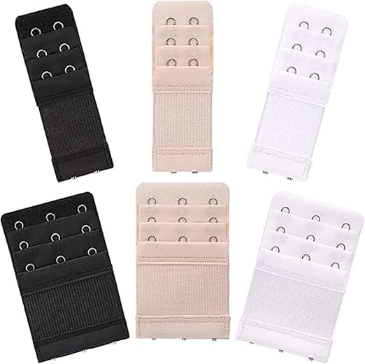 SEFLICA® 6 Pieces Bra Extenders for Women – 2 Hook & 3 Hook Stretchy Bra Extension Straps | Adjustable Comfortable Back Band Extender for Tight Bras | Black, White, Nude