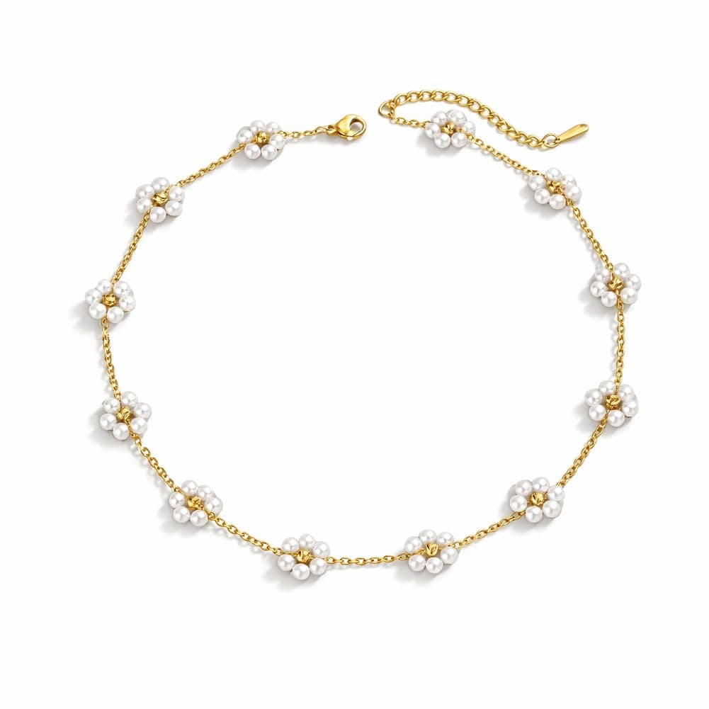 Shining Diva Fashion Daisy Pearl Necklace for Women Latest Stylish 18k Gold Plated Pendant Necklaces Gifts for Girls Anti Tarnish Jewelry (16857np)