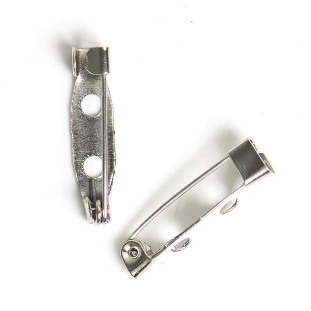 25MM Pack of 100 PCS Metal Brooch Pins - 2 Hole, Lock Pins, Safety Clasp - DIY Craft Making