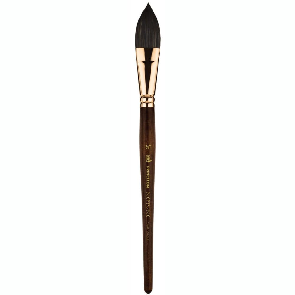 Princeton Neptune Synthetic 4750 Series Shport Hnadle Brush | Rich Wood Tone Handle | Enhanced Snap & Resilient Srength | Even & Consistent Flow | Size - 1/2