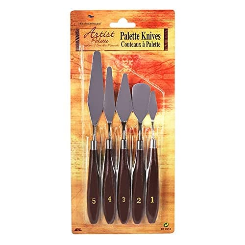 ikis 5 Piece Palette Knives/Painting Knife (Size-1,2,3,4,5) (Wooden Style Palette Knife)