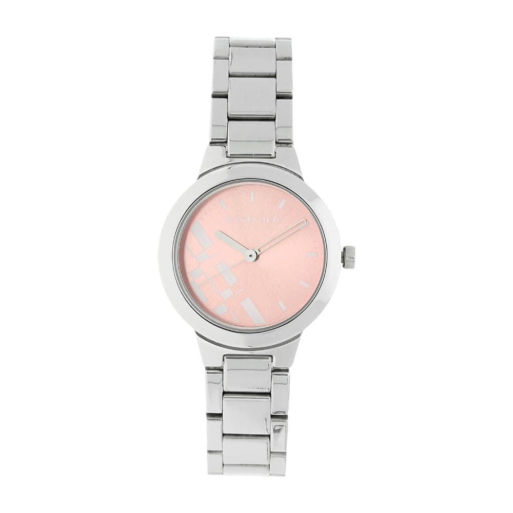 Fastrack Checkmate Quartz Analog Pink Dial Silver Stainless Steel Strap Watch for Girls - NS6150SM04