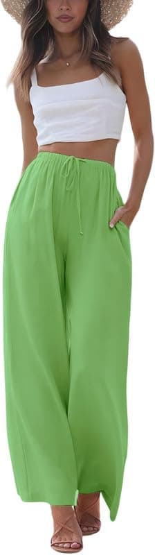 OOMPH! Women's Viscose Rayon Palazzo | Flowy Wide Leg Pants | Trousers with Pockets | Beach & Vacation Wear Pants