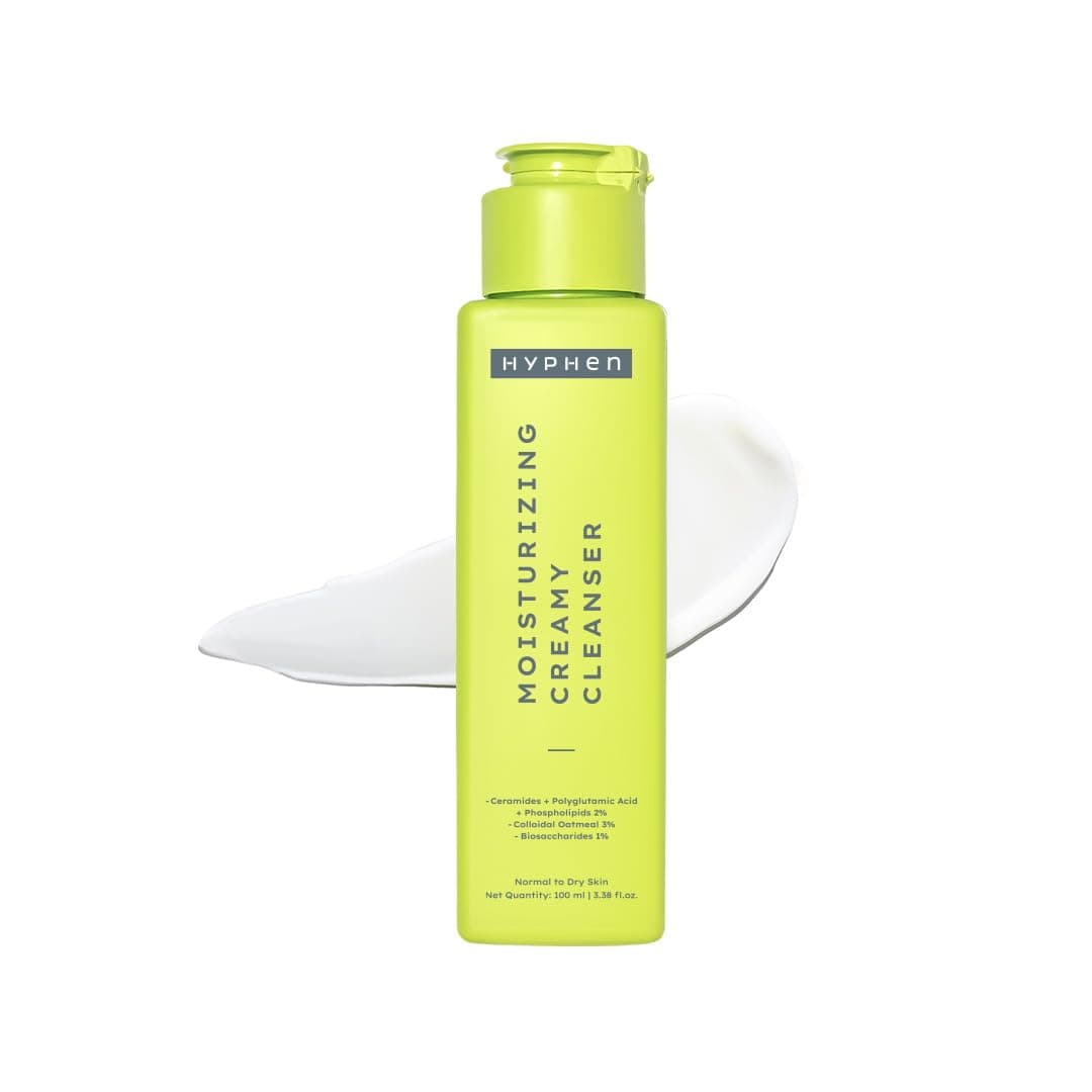 Hyphen Moisturizing Creamy Cleanser for Dry & Sensitive Skin | 2% Ceramides & Polyglutamic Acid | Barrier Repair, Hydration & Gentle Cleansing | Facewash for All Skin Types | For summer | Skin Care Products | Daily Cleanser For Men & Women - 100ml