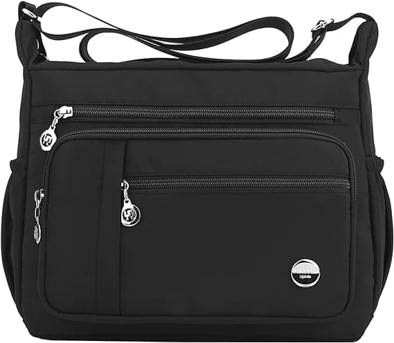 ketmart Crossbody Bag for Women Nylon Waterproof Shoulder Purse Messenger Bag Lightweight Multi Pocketbooks(Color_Black)