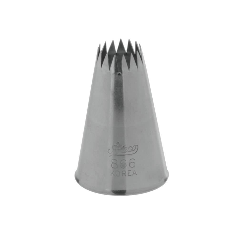 French Star Pastry Tube, Stainless Steel Seamless Design, # 6, Opening Diameter: 1/2" A866-1