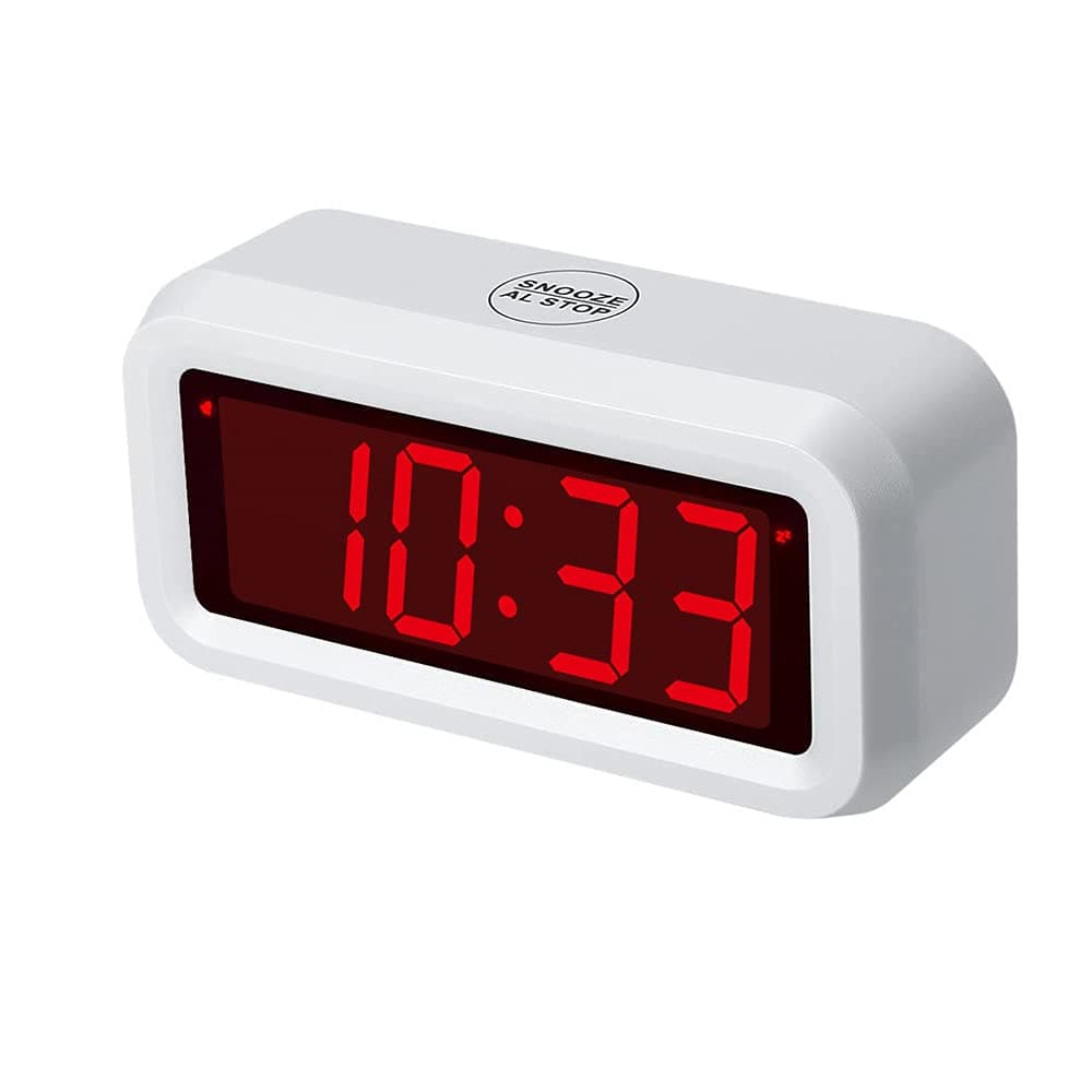 White : ChaoRong Battery Operated Only Digital Alarm Clock with 1.2" Large LED Display. You Can Place It Anywhere. 4pcs Batteries Can Keep the Time Display Day and Night for More Than One Year (White)
