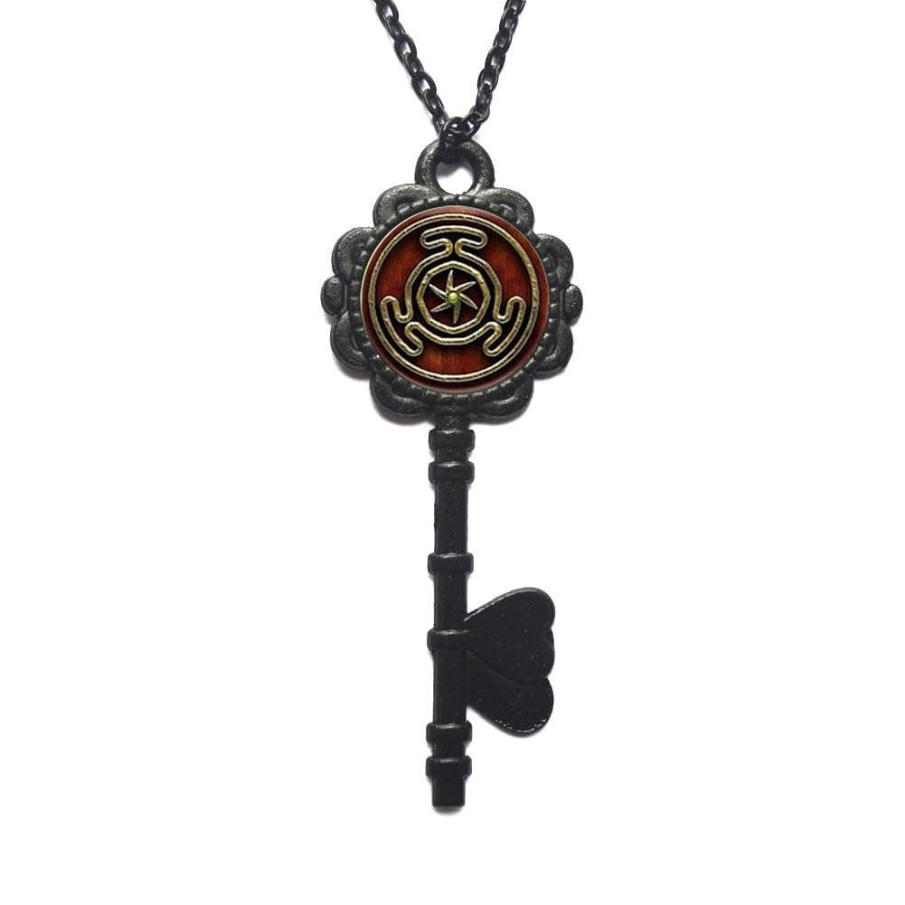 Wheel of Hecate Symbol Jewelry Glass Cabochon Key Necklace,Handmade Jewelry,Bridesmaid Jewelry Unique Jewelry，PU117