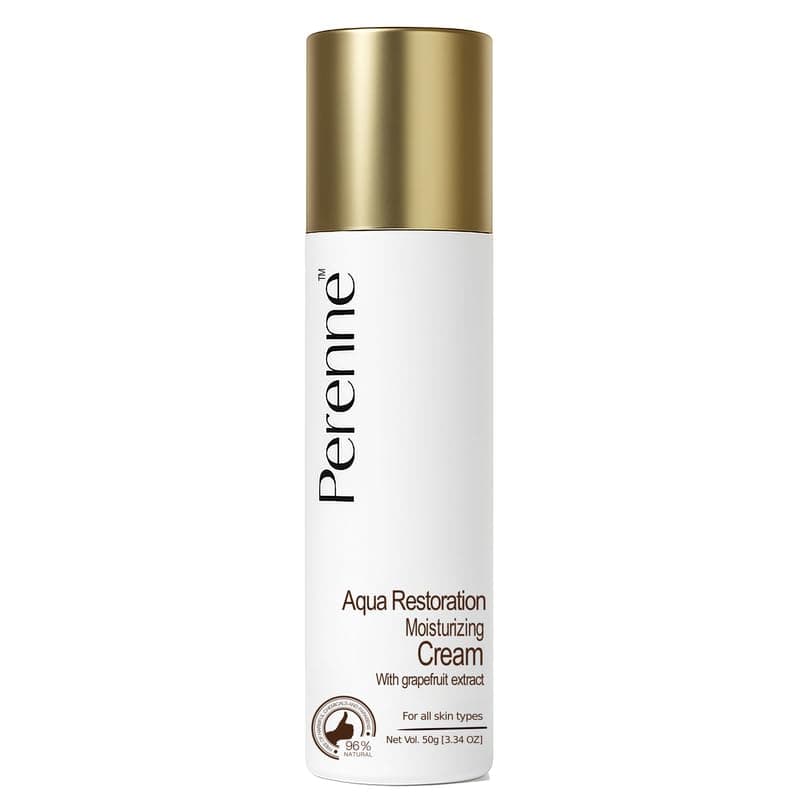 Perenne Aqua Restoration Moisturizing Cream with Natural Shea Butter, Kiwi and Grapefruit Extracts for Dry, Normal Skin (50 gm) - Skin Hydration Lightweight Face Moisturizer for Men and Women