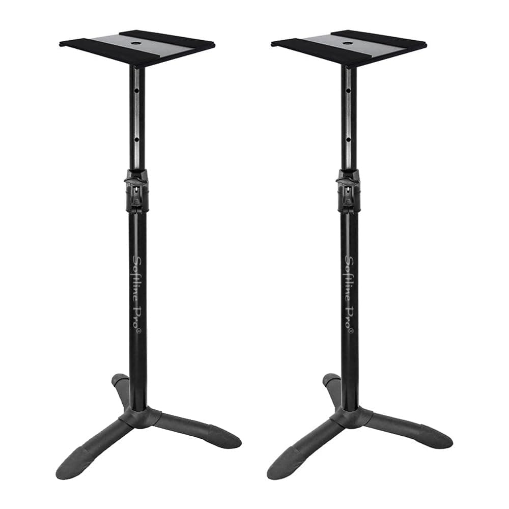 Softline Pro SP90 Studio Monitor Speaker Stand Set of 2 Professional Heavy Duty Base Monitor Stands Adjustable Height 70–110 cm with Auto Lock System Metal Construction