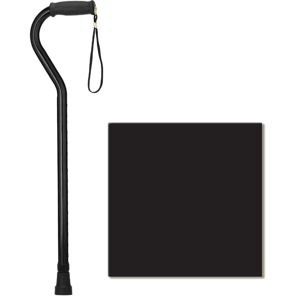 Heavy Duty Walking Cane with Offset Handle, 500 lb. Weight Capacity, Lightweight Adjustable Walking Stick with Carrying Strap, Black