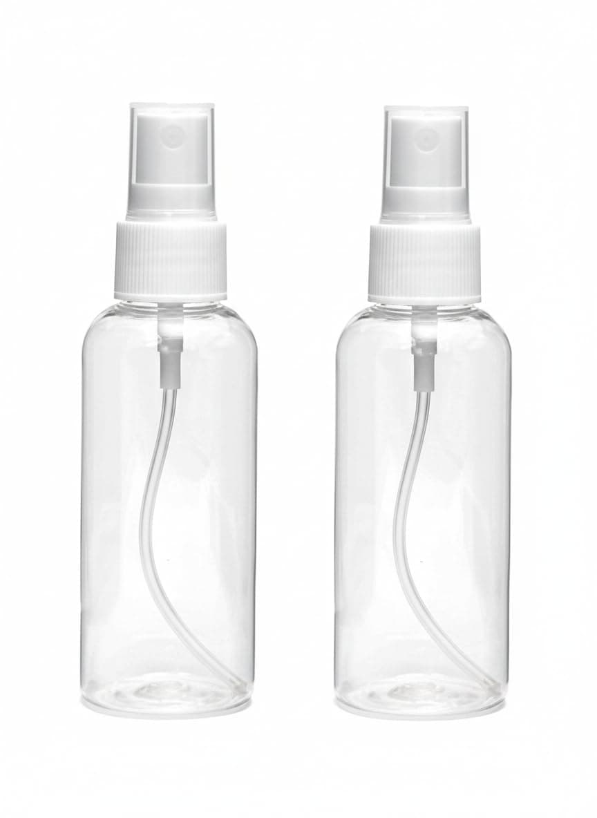 ETSAP (Pack of 2)100ML Empty Refillable Fine Mist Sprayer Atomizer Spray Bottle with Ultra-Fine Mist Pump and Cap, for Home/Travel/Beauty/Makeup/Sanitizer-100ml,Transparent
