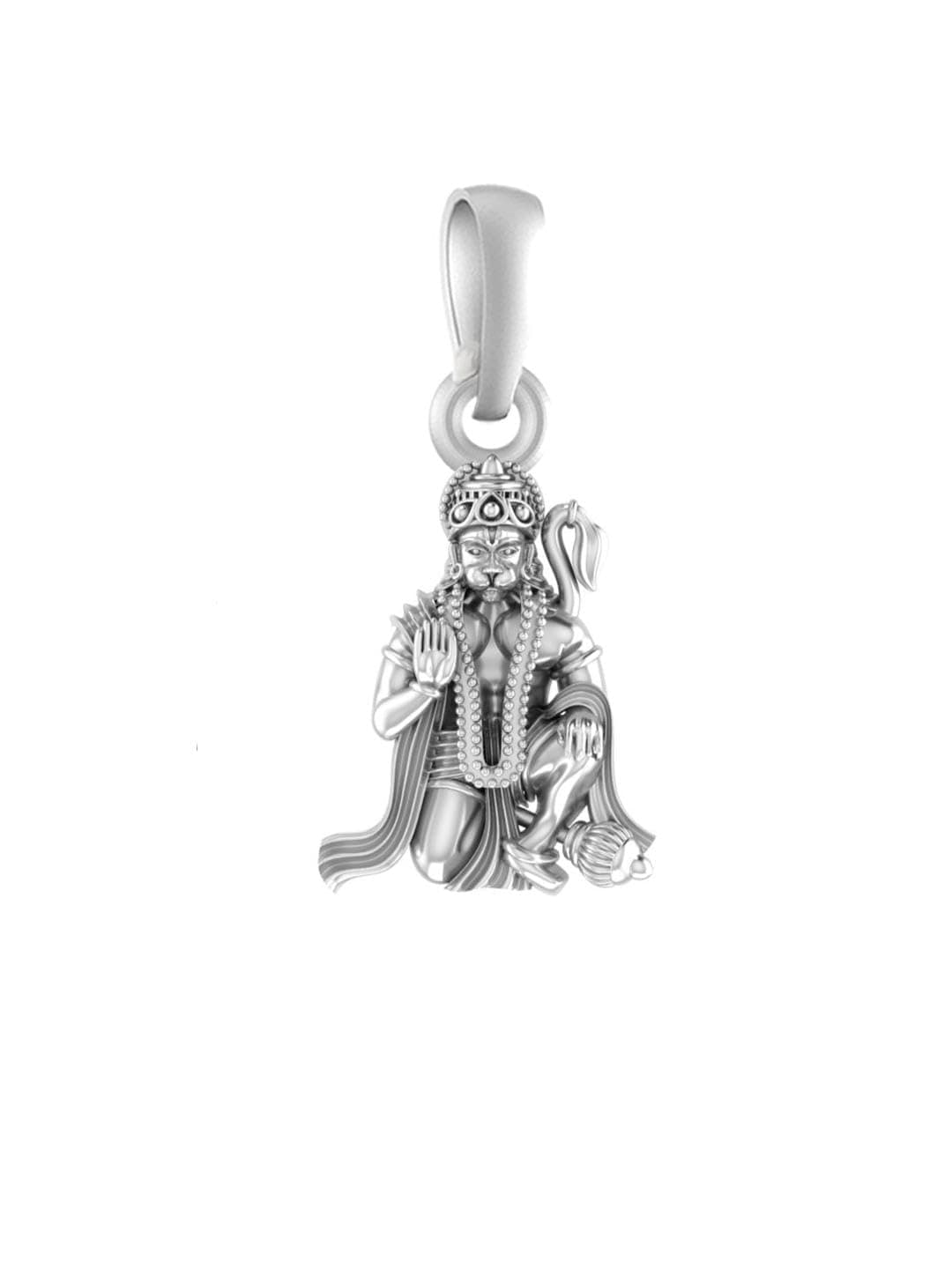 Akshat Sapphire Sterling Silver (92.5% purity) God Hanuman Ji Locket for Men & Women Pure Silver Lord Bajrang Bali Pendant for Good Health & Wealth (Bhakat Hanuman Ji (31 mm))