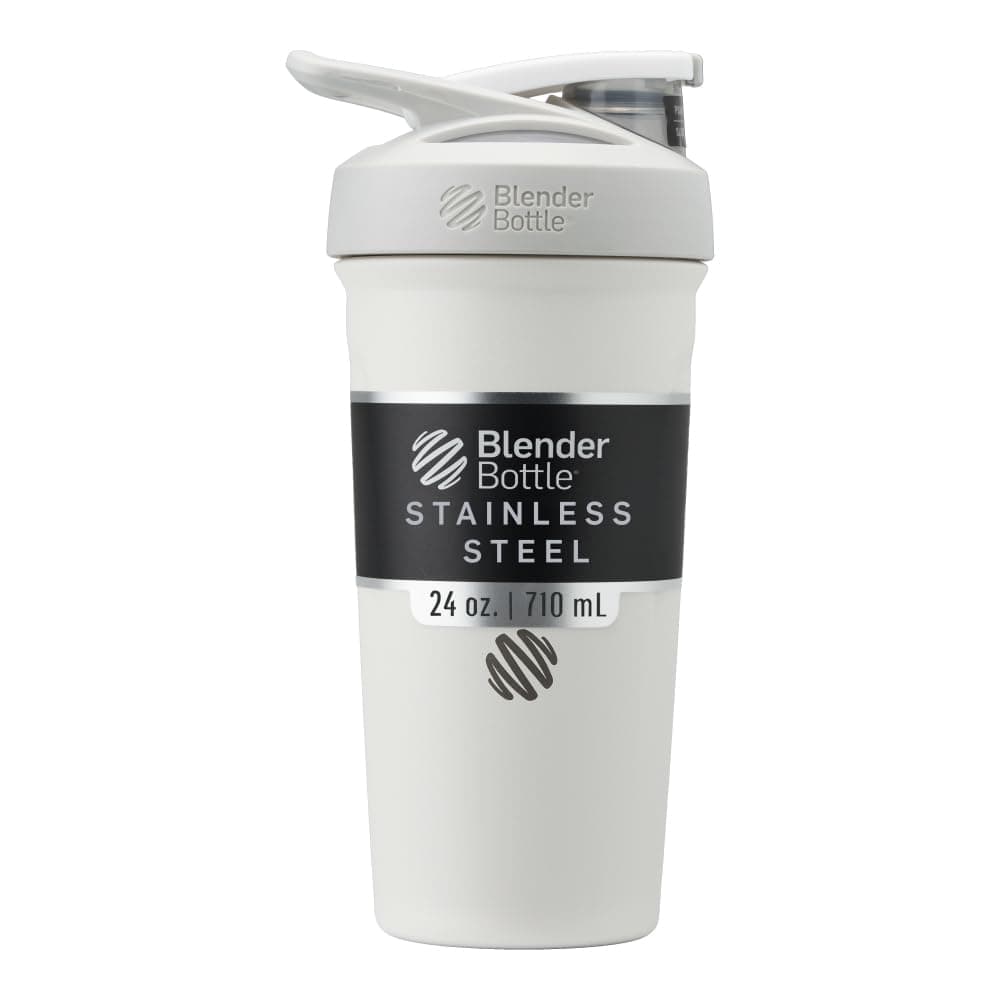 Blender Bottle Blenderbottle Strada Shaker Cup Insulated Stainless Steel Water Bottle With Wire Whisk, 24-Ounce, White, 710 Ml
