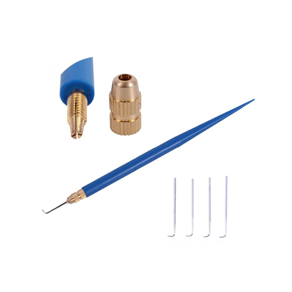 YANTAISIYU 4 Pcs Ventilating Needles for Lace Wig + 1 Blue Ventilating Needle Holder for Make and Repair Lace Wig