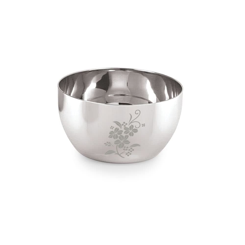 neelam Stainless Steel 5, 18 Gauge Lazer Etching JK 150 ml Vati, Set of 6, Dinner Bowl Katori Serving Vati, Durable Quality, Elegant, Perfect for Serving Snacks, Desserts, and Condiments