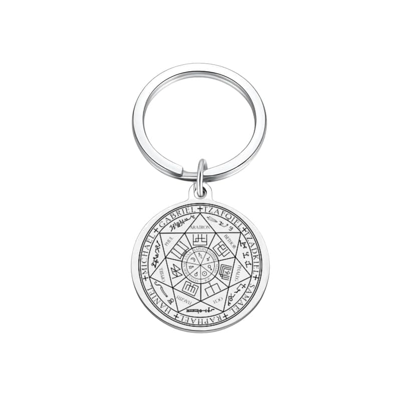 M Men Style 7 Archangels Sigil Necklace Archangel Pendant Angel Seal Jewelry Talisman Silver Stainless Steel for Bike Car Home Office House Keys Keychain Skey2024129