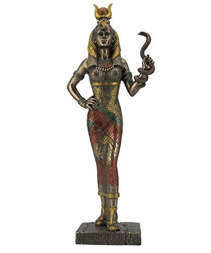 11.5" Egyptian Goddess Hathor Holding Snake Egypt Decor Statue Sculpture Figure