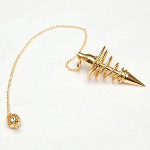 Astroghar White Metal Spiral Divination Pendulum Dowser in Golden Polish (Pendulum Dowser)