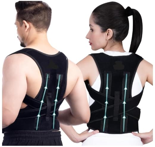 DSFIT Posture Corrector Belt for Men & Women | Free Size Adjustable Back Brace for Upper & Lower Back Pain Relief | Unisex Spine Support with Breathable Neoprene | Ideal for Office, Gym & Home Use